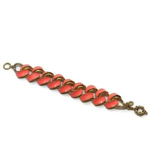 J Crew Enamel & Gold Coral Pink Bracelet